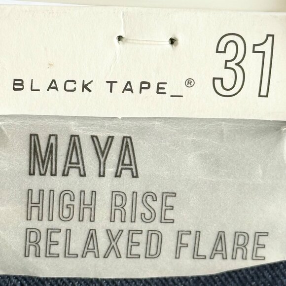 Black Tape Women Maya High Rise Relaxed Flare Stretch Blue Denim Jeans Sz 31 NWT - Picture 5 of 11